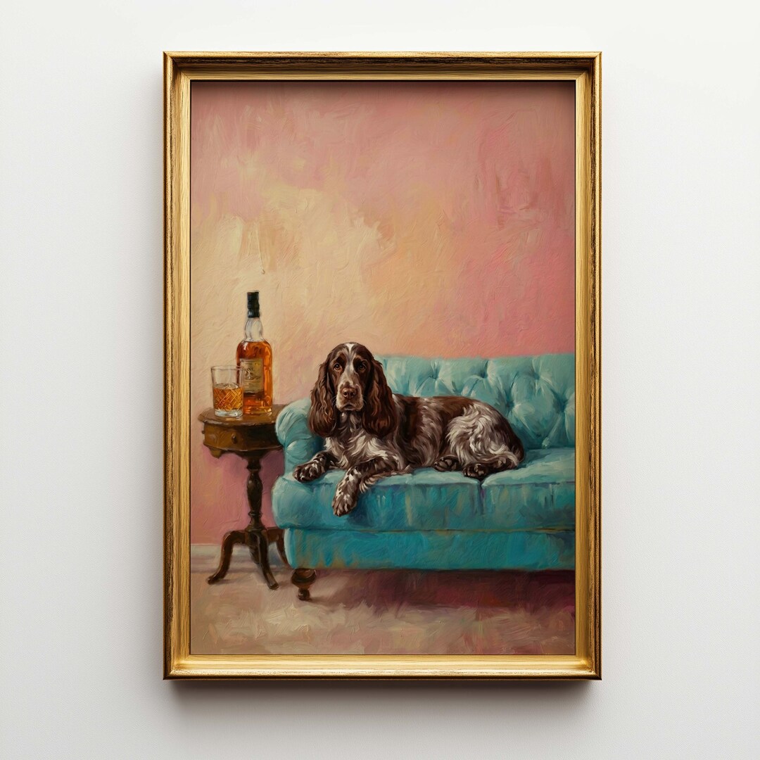 English Cocker Spaniel Poster Canvas Wall Art, Large Dog Portrait Print ...