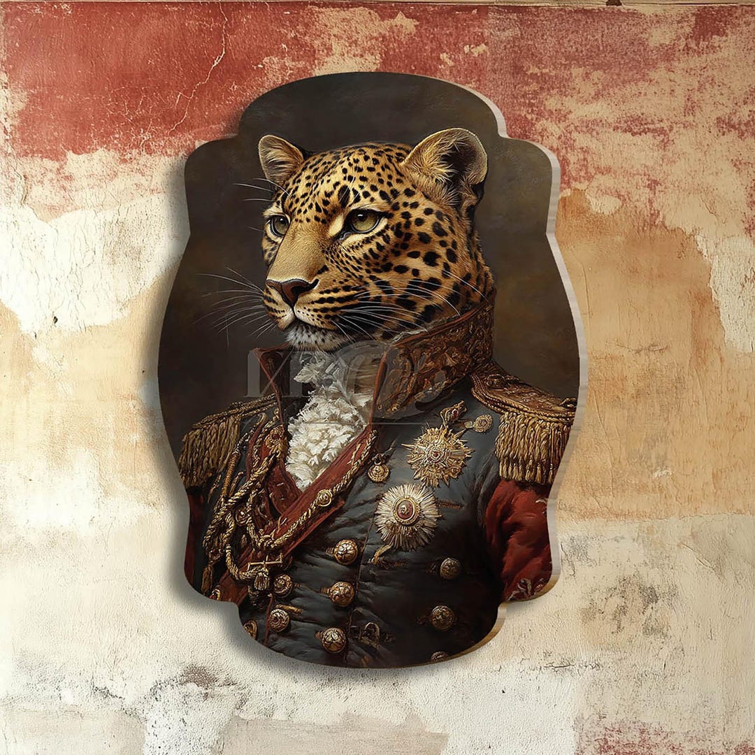 Renaissance Portrait of a Leopard Military General | Wood Wall Art ...