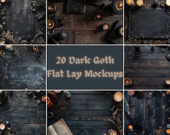 20 Dark Goth Flat Lay Mockup Bundle | Digital Background Mock up | Product Backdrops