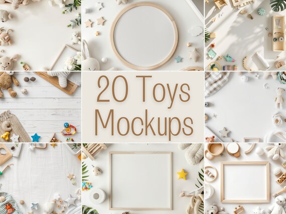 20 Baby Toys Flat Lay Mockup Bundle | Digital Background Mock up | Product Backdrops