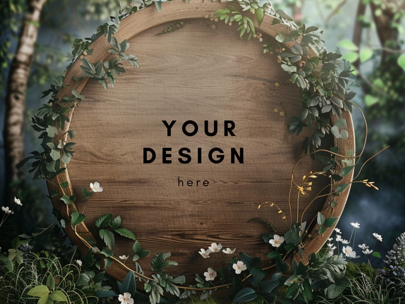 20 Magical Round Wood Mockup Bundle Digital Background Mock up Product Backdrops image 3