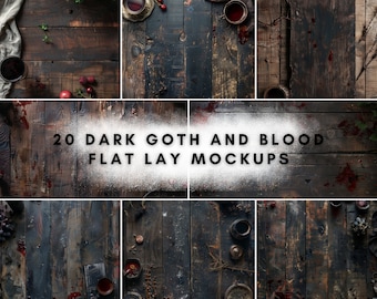 20 Dark Goth and Blood Flat Lay Mockup Bundle | Digital Background Mock up | Product Backdrops