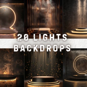 20 Luxury & Lights Product Showcase Mock ups, Product Backdrop, Digital Mock Ups for Product Photography