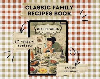 Libro de recetas familiares clásicas / Libro de cocina familiar de comidas, postres y mariscos atemporales