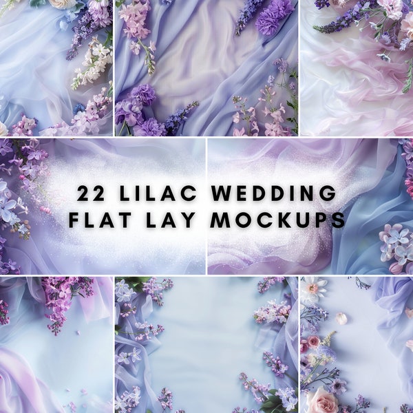 22 Lilac Wedding Flat Lay Mockup Bundle | Digital Background Mock up | Product Backdrops