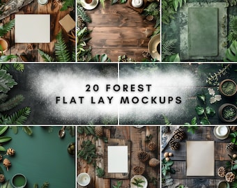 20 Forest Theme Flat Lay Mockup Bundle | Digital Background Mock up | Product Backdrops