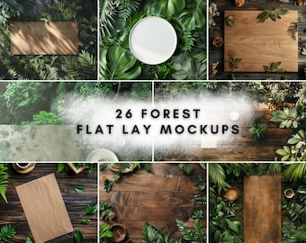 26 Forest Flat Lay Mockup Bundle | Digital Background Mock up | Product Backdrops