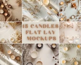 15 Candles Style Table Flat Lay Mockup Bundle | Digital Background Mock up