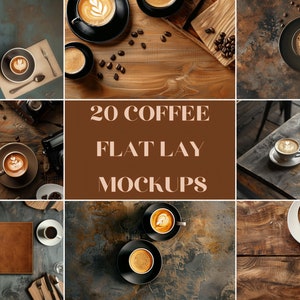 20 Coffee Vibe Style Table Flat Lay Mockup Bundle | Digital Background Mock up