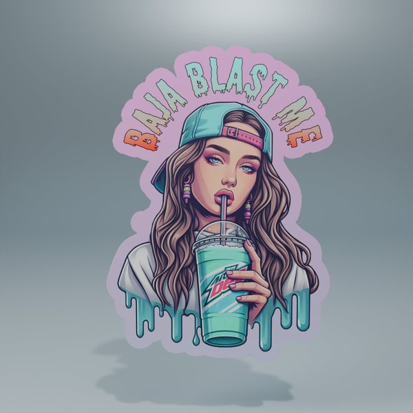 Baja Blast Babe sticker. Bumper sticker, Vinyl, Pc sticker, Laptop Sticker, Sticker for hydro flask.