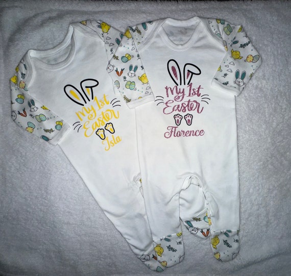 Easter Baby Personalised Pyjamas Baby Easter Pyjamas Easter Personalised Boys Pjs Personalised Baby Boy  Pyjamas My 1st Easter 6-12