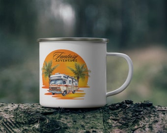 Personalised Wanderlust / Enamel Camping Mug / Gift Idea for Adventure