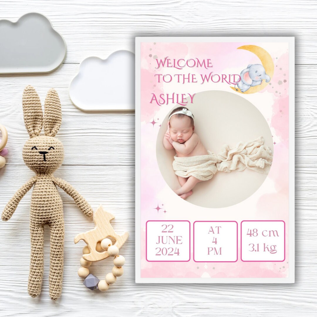 Adorable Custom Baby Girl Acrylic Sign for Baby Shower, Personalized ...