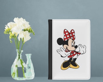 Stylish Passport Cover with Minnie Mouse Print - White Background - Travel Organizer