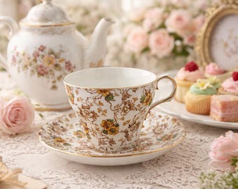 Luxury Tea Gift Box with Vintage Teacup, Scone Mix, Honey, and Tea