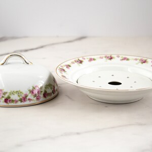 Pink flowered butter dish with lid