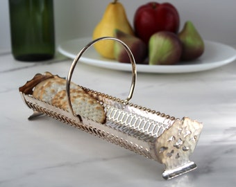 Vintage silver cracker tray - cracker serving dish - silver plate server or basket