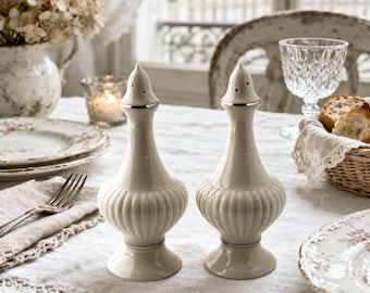 Vintage Lenox Salz & Pfefferstreuer - Essex Collection Elfenbein und Silberstreuer
