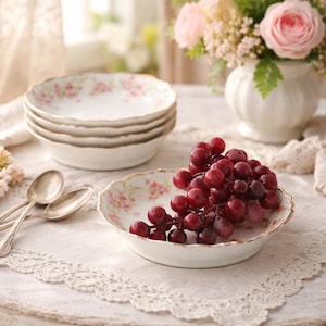 5 cuencos vintage de Limoges con diseño de bayas – Bawo & Dotter Elite Works, platos para pañales con flores rosas