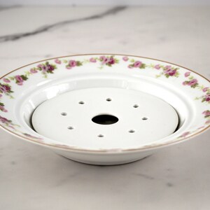 Pink flowered butter dish