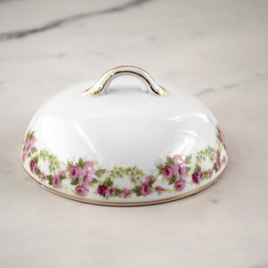 Lid for pink flowered butter dish