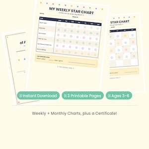 Kids Behavior Star Chart Bundle | Weekly Monthly Habit Tracker (Digital Download)