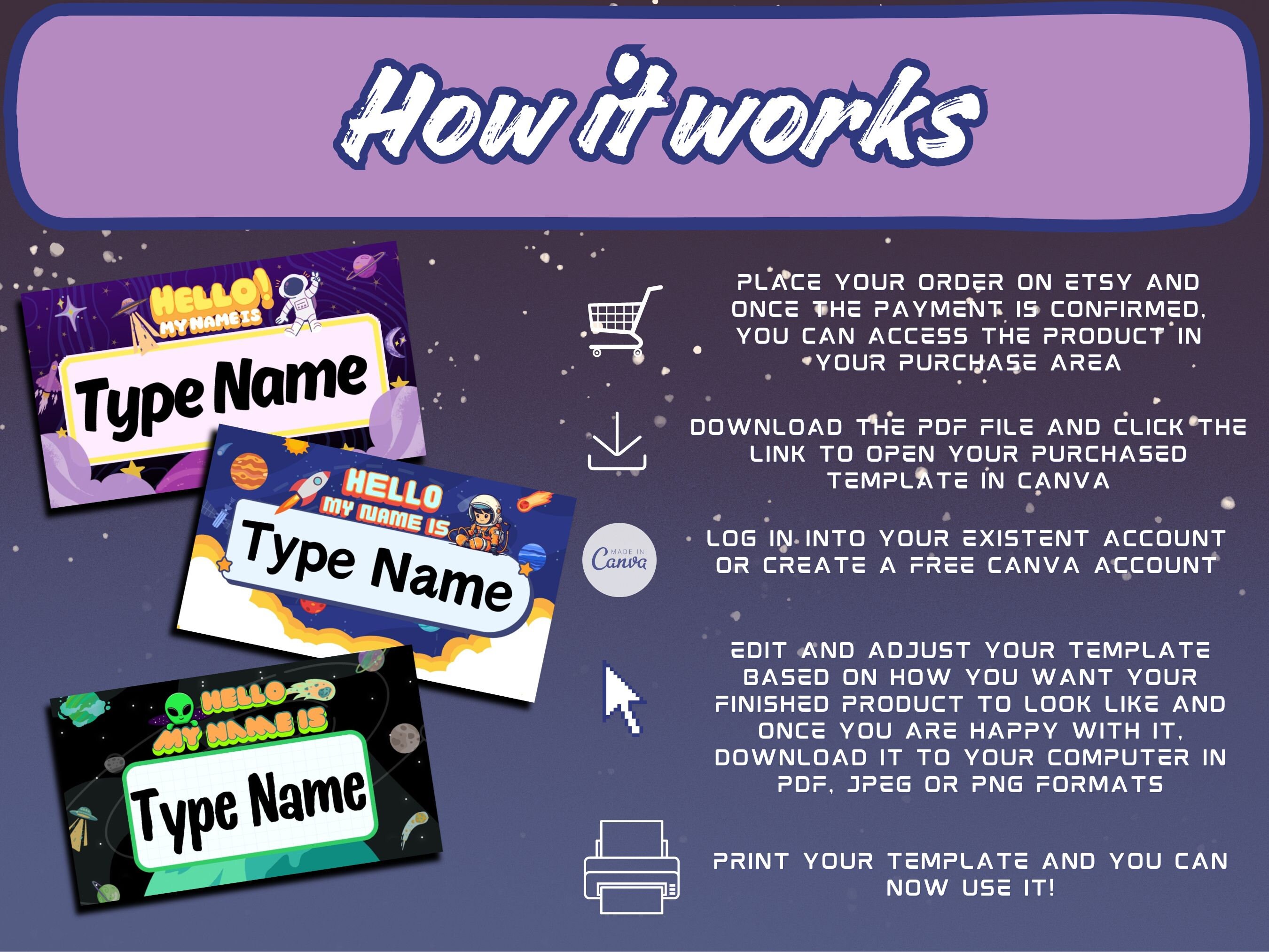 Classroom Name Tags Printable Template Space Theme School Name Label ...