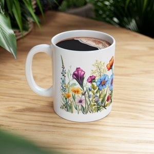 Flower Mug, Wildflowers, Cottagecore, Coffee Mug,  gifts for her, Mother’s Day Ceramic Mug, 11oz