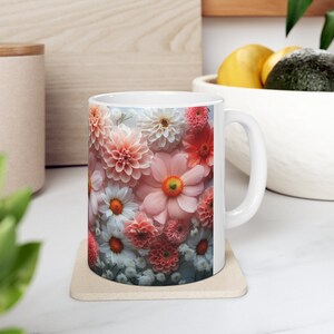 Flower Mug, Cottagecore, Coffee Mug, Flower Garden Lover, Spring Floral Nature, gift for her, MCeramic Mug, 11oz