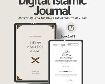Digital Islamic Journal on the 99 Names of Allah - Guided Reflection E-Book 1 (33 of 99 Names) | Quran Journal | Muslim Eid & Ramadan Gift