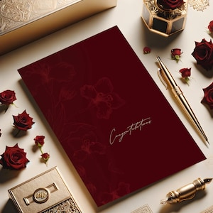Nikkah-wenskaart islamitisch huwelijk, elegante kastanjebruine gepersonaliseerde huwelijksgefeliciteerd, moslimpaar cadeau, 99 namen van Allah gericht.