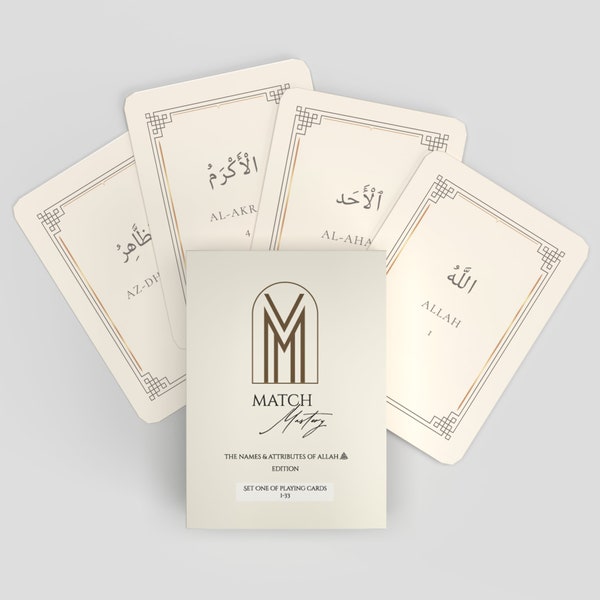Apprenez 99 noms d'Allah : jeu de cartes islamique éducatif - Apprentissage amusant pour toute la famille et cadeau musulman pour le ramadan et l'Aïd