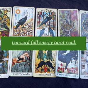 10-Card full Tarot energy read ONLY. oracle add-ons available! | Digital Reading for Fun