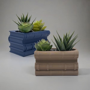 Stack of Books Planter | Book Lover Plant Pot | Bookshelf Succulent Holder | Literary Desk Planter | Unique Book Decor - USA Dispatch