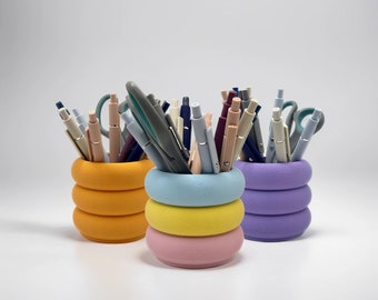 Colorful Desk Organizer | Three Rings Pen Holder | Three Ring Office Organizer | Novelty Pen Holder | Quirky Pen Holder | Fun Desk Organiser