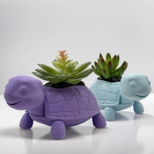 Turtle Planter | Turtle Pot | Cartoon Turtle Planter | Novelty Turtle Planter | Cute Turtle Animal Pot | 3D Printed Turtle Plant Pot - USA
