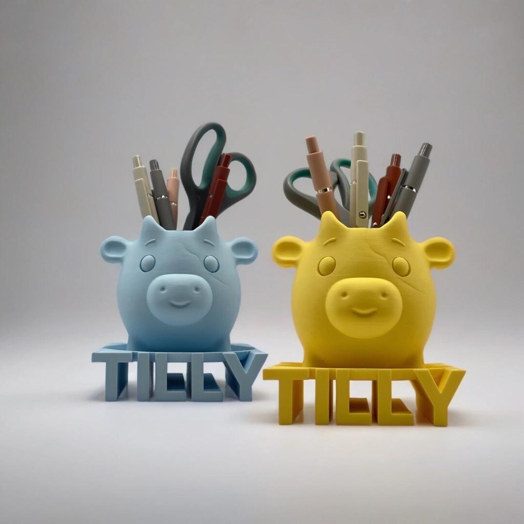 Cow Letter Rack Custom Cow Pen Holder | Custom Cow Desk Organizer | Fun Custom Cow ...