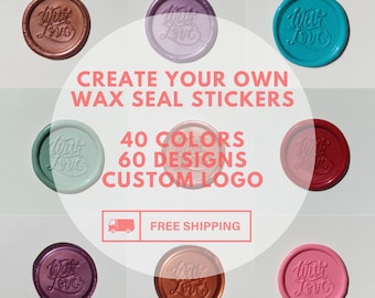 Stickers pour sceaux de cire personnalisés, créez votre propre sceau de cire, logo personnalisé disponible