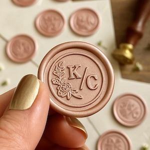 Sellos de lacre personalizados en 40 colores, 90 opciones de diseño, tu propio diseño, sellos de lacre con reverso autoadhesivo, sellos con monograma para bodas