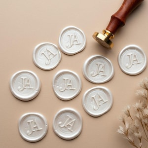 Adhesivo de sello de cera con monograma personalizado, 40 colores, 84 diseños personalizados, sellos de cera con respaldo autoadhesivo, foto de su logotipo disponible