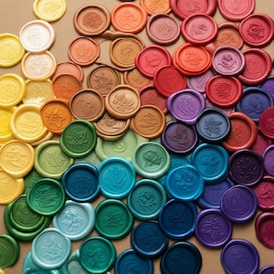 Pegatinas de sello de lacre, 40 colores, 60 diseños, logotipo personalizado, sellos de lacre para boda hechos a mano y personalizados con adhesivo.