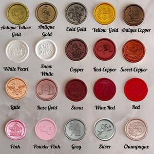 Sticker pour cachets de cire personnalisé, 40 couleurs de support auto-adhésif pour cachets de cire, 84 modèles de cachets de cire monogrammes personnalisés, photo de votre logo disponible