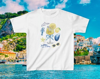 T-shirt bébé La Dolce Vita t-shirt été italien des années 90 t-shirt bébé vintage collage côtier petite-fille Ciao Bella t-shirt bébé an 2000 T-shirt ajusté tendance