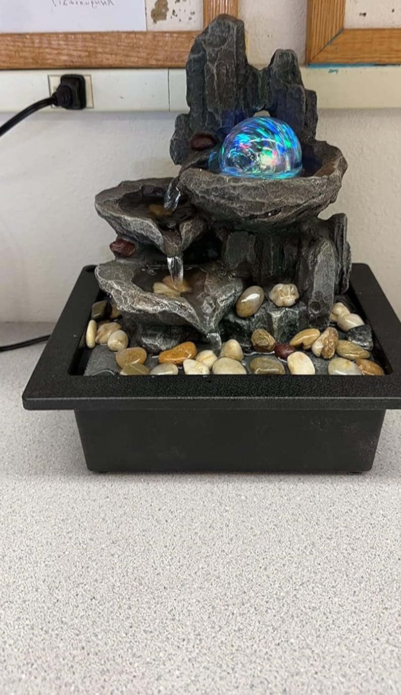 Rotatng Ball Tabletop Fountan Rock Waterfall Fountan For Home Offce