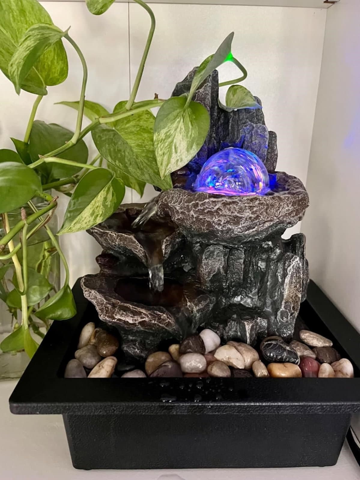 JOYENERGY Tabletop Fountain Rock Waterfall Function With