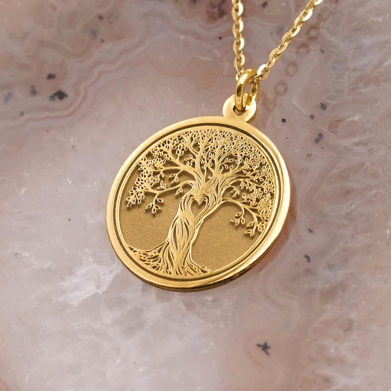 Gold Coin Nature Pendant - Etsy UK