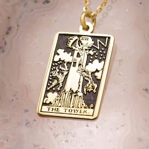 The Tower Tarot Card Necklace - Etsy