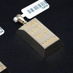 14K Massivgold Mini Bar Halskette: Personalisierter Anhänger