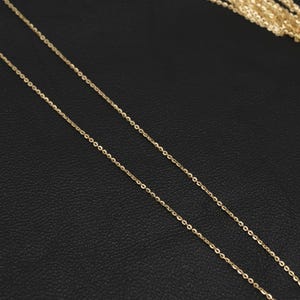 14K Solid Gold Mini Link Chain Necklace – Dainty 1.2mm Gold Chain – Minimalist Everyday Necklace – Real Gold Jewelry Gift for Her