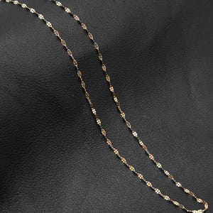 14K Solid Gold Mirrored Sparkle Chain Necklace – Dainty 2mm Gold Chain – Minimalist Everyday Necklace – Real Gold Jewelry Gift for Her